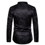 2025 New Men Fashion Medieval Floral Black Dress Shirts Stylish Long Sleeve Steampunk Shirt Men Party Club Bar Social Shirt Male