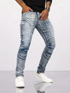 2025 Jeans Men's Small Straight Leg Denim Design Pants New Slim Fit Small Hole Long Pants High Street Classic High Quality Mens