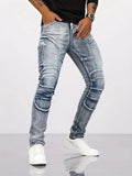2025 Jeans Men's Small Straight Leg Denim Design Pants New Slim Fit Small Hole Long Pants High Street Classic High Quality Mens