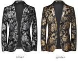 Plus Size 6XL-M Spring Luxury Men Retro Gold Print Blazers 2022 New Slim Wedding Nightclub Party Dress Men Clothing Suit Jacket