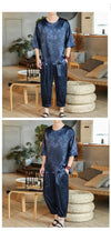 M-5XL Plus Size Mens Ankle Pants Sets 2 Piece Outfits Chinese Style Summer Streetwear Tracksuits Casual Shirt and Pants Set Male