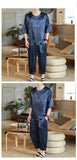 M-5XL Plus Size Mens Ankle Pants Sets 2 Piece Outfits Chinese Style Summer Streetwear Tracksuits Casual Shirt and Pants Set Male