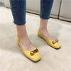 Women Flats Pu Leather Yellow Flat Shoes Solid Color Soft Sole Slip on 2025 Summer Female Fashion Shoes Square Toe Ballet Shoes