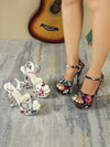 Women's Flower Platform Summer Catwalk Model High Heels Thin Heel Sexy Waterproof Table 15cm Super Sandals  LFD-8661-W5