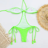 String Swimwear Women Sexy Halter One Pieces Swimsuit Lace-Up Push Up Bathing Suits 2023 Solid Bikinis Sets Beachwear Monokinis