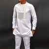 Summer Men's Sets Clothes Outfit Kaftan Luxury Long Sleeved Top Pants 2-piece Man Suit African Ethnic Traditional Male Clothing