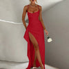 Women's Party Long Dresses Party Sexy Slim Fit Slit Satin Suspender Evening Dress Maxi Dress Sexy Female  Robe Vestidos