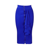 Sexy Skirts for Women Bodycon High Waisted Zipper Closure Ruffles Mid Calf Fashion Elegant African Office Work Pencil Skirts New