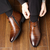Retro Men Ankle Boots Luxury High-top Men Leather Shoes High Quality Non-Slip Motorcycle Boots Fashion Zipper Men Boots Big Size