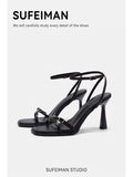 Women High Heels Rome Sandals Sexy Summer Shoes Open Toe Slippers 2025 Trend Party Dress New Slingback Sandalias Pumps Mujer