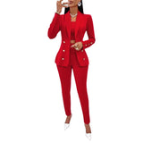 Three Piece Sets Women Pant Set Strapless Y2k Tops Full Sleeve Blazer Turn Down Collar Coats Long Pants High Waist Matching Sets