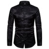 2025 New Men Fashion Medieval Floral Black Dress Shirts Stylish Long Sleeve Steampunk Shirt Men Party Club Bar Social Shirt Male