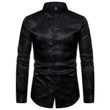 2025 New Men Fashion Medieval Floral Black Dress Shirts Stylish Long Sleeve Steampunk Shirt Men Party Club Bar Social Shirt Male