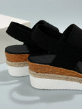 Women's Shoes 2025 Hot Sale Elastic Band Women's Sandals Summer Open Toe Solid Color Wedge Beach Shoes Ladies Platform Sandals