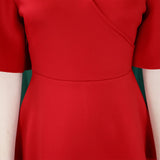 Dress Women Sexy Dresses White Round Neck Flare Sleeve Party Sheath Pleated High Waist Work Elegant Bodycon Mid Length Vestidos