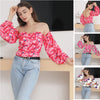 Elegant Floral Blouses For Women Sexy Backless Off Shoulder Crop Top Youth White Blouse Fashion Summer Women Clothing 2024