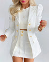 Sets for Women 2 Pieces 2024 Spring Plaid Print Notched Neck Long Sleeve Blazer & Elegant High Waist Mini Skirt Set Office Lady