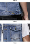 Brand New Men's Ripped Denim Vests Hip Hop Streetwear Fashion Sleeveless Cotton Jacket High Quality Man Casual Cowboy Waistcoat