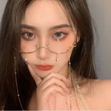 Women's Glasses Lower Half Frame No Lens Women Glasses Frame Water Drop No Lens Decoration Cute Girl Decoration Glasses Frame