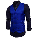 2025 Men's Formal Dress Vest Top Double Breasted Casual Tank Tops Solid Slim V-Neck Club Party Suits Vest Formal Waistcoat Men