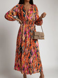 Women's Clothing New Sexy Fashion Casual Commuting Beach Vacation Style Versatile Street Style V-neck Print with Belt Dress