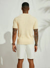 Men's Casual Tops Summer Cool Knitted Men's Shirt Short Sleeve Lapel Solid Color Hollow Breathable Men's Clothing