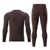 2-piece plus size men's fall/winter thermal underwear set fashion simple sleeve striped long-sleeved trousers casual pajamas set