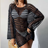 Women's Plus Size Swim Cover Up – Long Sleeve Beach Tunic Dress for Sun Protection, Swimwear Bikini Wrap, Ladies Sports Swimwear