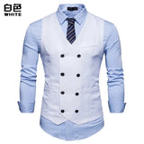 2025 Men's Formal Dress Vest Top Double Breasted Casual Tank Tops Solid Slim V-Neck Club Party Suits Vest Formal Waistcoat Men