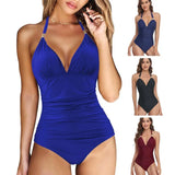 Women Swimwear High Waist Sleeveless Padded Bathing Suit One-piece Dress Up Lady Bikini Set Breathable Washable Female Swimsuit