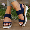 Women's Shoes 2025 Hot Sale Elastic Band Women's Sandals Summer Open Toe Solid Color Wedge Beach Shoes Ladies Platform Sandals