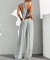 Women's Clothing Summer Casual Solid Color 2 Piece Set New Backless Cross-chest Wrapping Sexy Tank Top & Wide-leg Trousers Pants