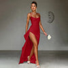 Women's Party Long Dresses Party Sexy Slim Fit Slit Satin Suspender Evening Dress Maxi Dress Sexy Female  Robe Vestidos