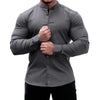 Men's  Casual Shirt Slim Fit Micro-elastic Long Sleeve Comfortable Versatile Stand Collar Tops Camisas  Men Dress Shirt