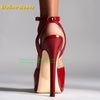 Peep Toe Platform Buckle Strap Red Sandals Pointed Toe Thin Heel Slingback Sexy Women Runway Show Shoes Spicy Girl Party Trend