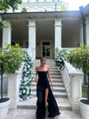 Mozision Elegant Strapless Sexy Maxi Dress For Women Gown With Scarf Off-shoulder Sleeveless Backless Split Beach Long Dress