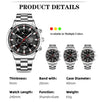 Fashion Mens Sports Watches Men Business Stainless Steel Quartz Watch Luxury Man Casual Calendar Luminous Clock Reloj Hombre