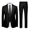 Men's Suits 2pcs Mens Business Suit Notch Lapel Blazer Formal Wedding Groom Pants Smart Casual Groom Tuxedos (Blazer+Pants)