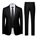 Men's Suits 2pcs Mens Business Suit Notch Lapel Blazer Formal Wedding Groom Pants Smart Casual Groom Tuxedos (Blazer+Pants)
