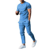 Mens Suit Summer Two-piece Suit Short-sleeved T-shirt Casual Fashion Trousers Sets for Men