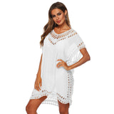Plus Size Beachwear for Women Summer Outwear Knitted V Neck Bikinis Cover Up Yellow Tunic Pareo Swimsuit Coverd Large Dress XXL