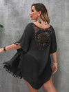 Swim Vacation Plus Size Sexy Loose Beach Dress Bikini Cover Up Swimsuit Hollow Out Casual Beachside Cover-Up Dress Beachwear