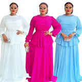 African Dresses for Woman Party 2025 Plus Size Fashion Dashiki Ankara Chiffon Wedding Gowns Elegant Turkey Muslim Maxi Dress