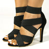 Black Sexy Open Toes Gladiator Shoes Womens Sandals Super High Heel Pumps Ladies Broadband Back Zipper Party Wedding Sandal