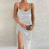 European and American style women's clothing for spring and summer, fashionable and sexy, slim fit, slit camisole dress for wome