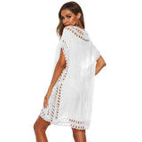 Plus Size Beachwear for Women Summer Outwear Knitted V Neck Bikinis Cover Up Yellow Tunic Pareo Swimsuit Coverd Large Dress XXL