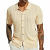 Men's Casual Tops Summer Cool Knitted Men's Shirt Short Sleeve Lapel Solid Color Hollow Breathable Men's Clothing