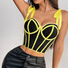 Woman Clothing Top Women T-shirt Tank Top Female Clothes Tops Tanks Camis Crop Top Y2K Sexy Ribbon Tie-Up Fishbone Camisole