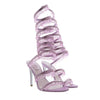 Round Open Toe Stiletto Elegant Summer New Snake-Shaped Rhinestone Foot Ring Strap High Heel Banquet Fashion Sandals for Women