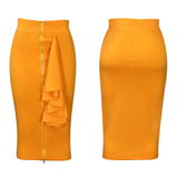 Sexy Skirts for Women Bodycon High Waisted Zipper Closure Ruffles Mid Calf Fashion Elegant African Office Work Pencil Skirts New